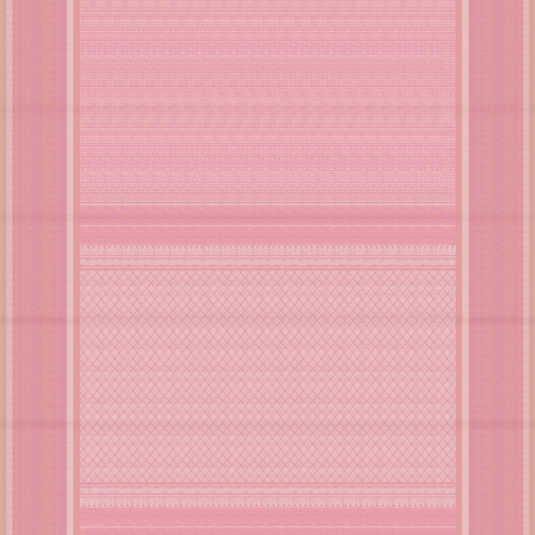 Pallu of Handwoven baby pink Kanjivaram silk Saree
