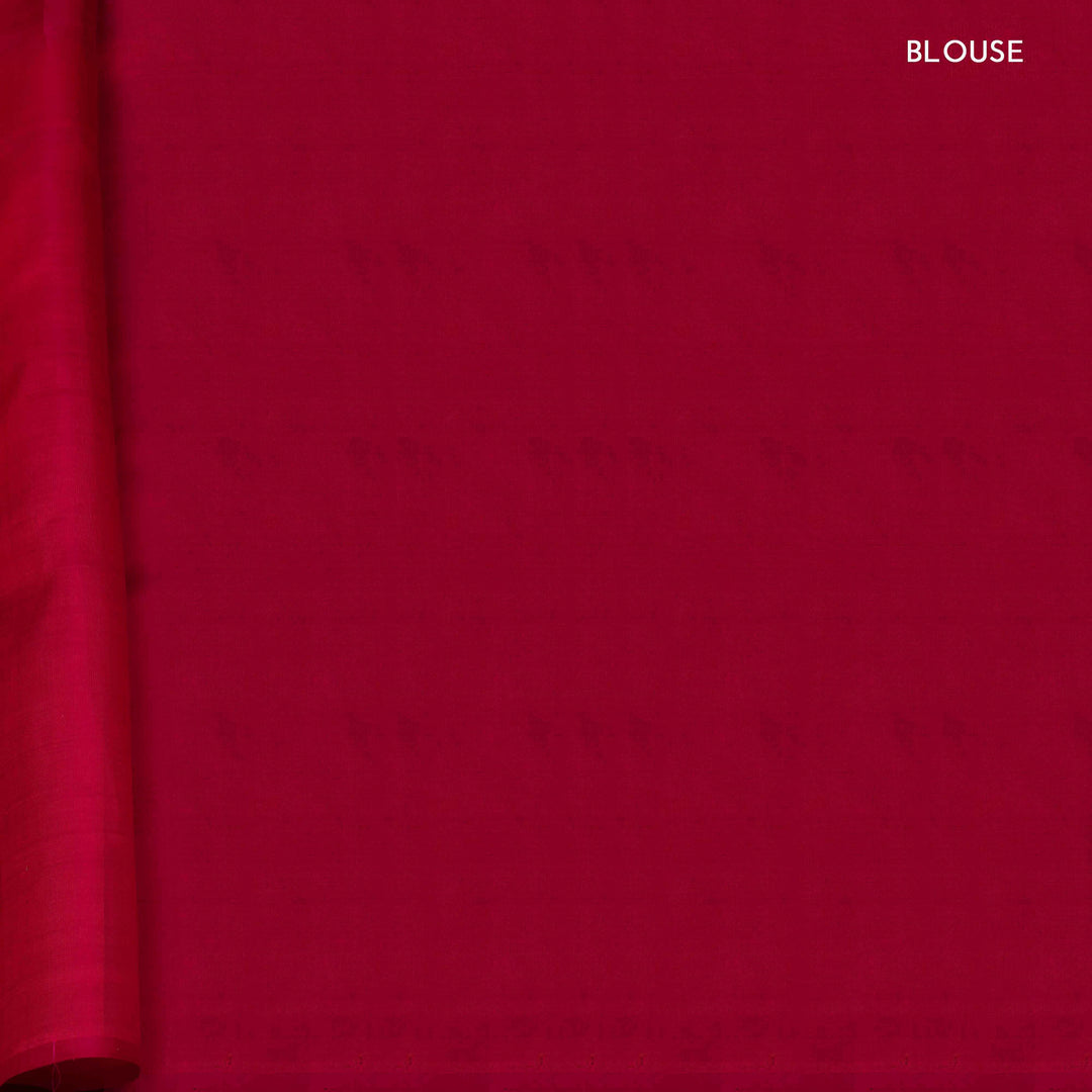 Red fabric with 'BLOUSE' text on a red background