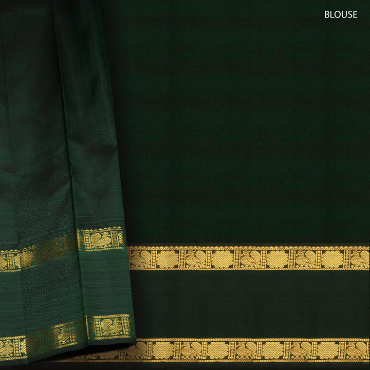 Handwoven Multicolor with Green Kanjivaram silk Saree- 3207T015467DSC