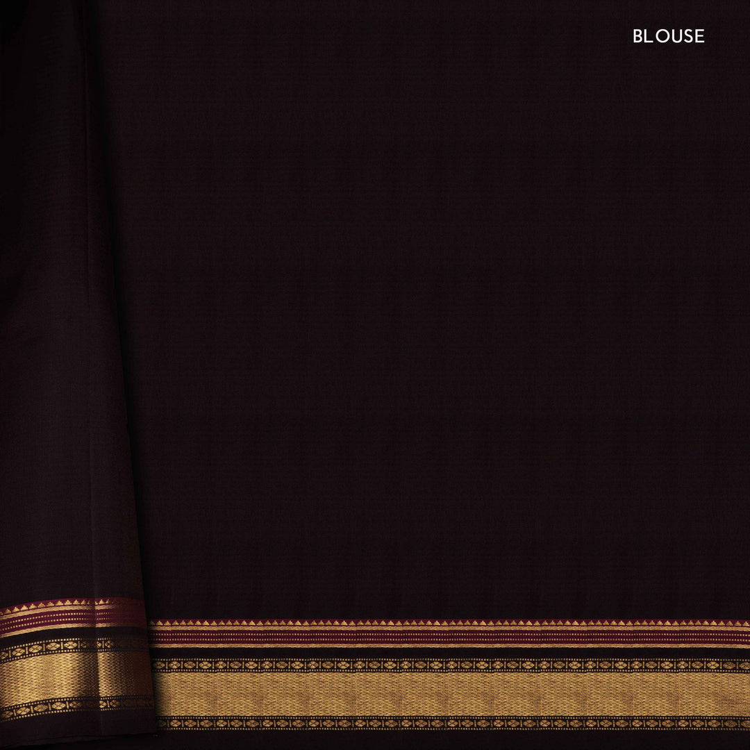 Blouse of Handwoven Orange with Brown Kanjivaram silk Saree