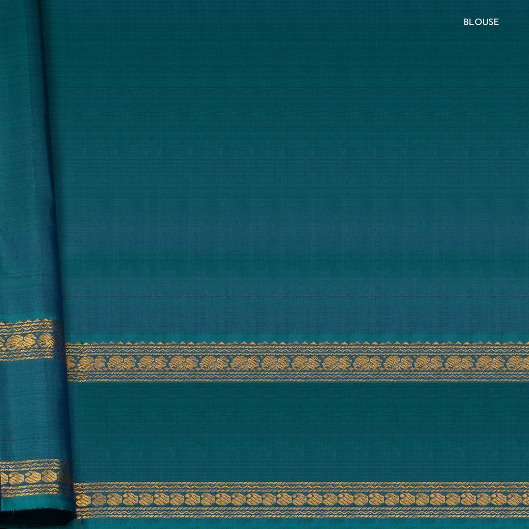 Blouse of Handwoven Navy blue with teal Kanjivaram silk Saree