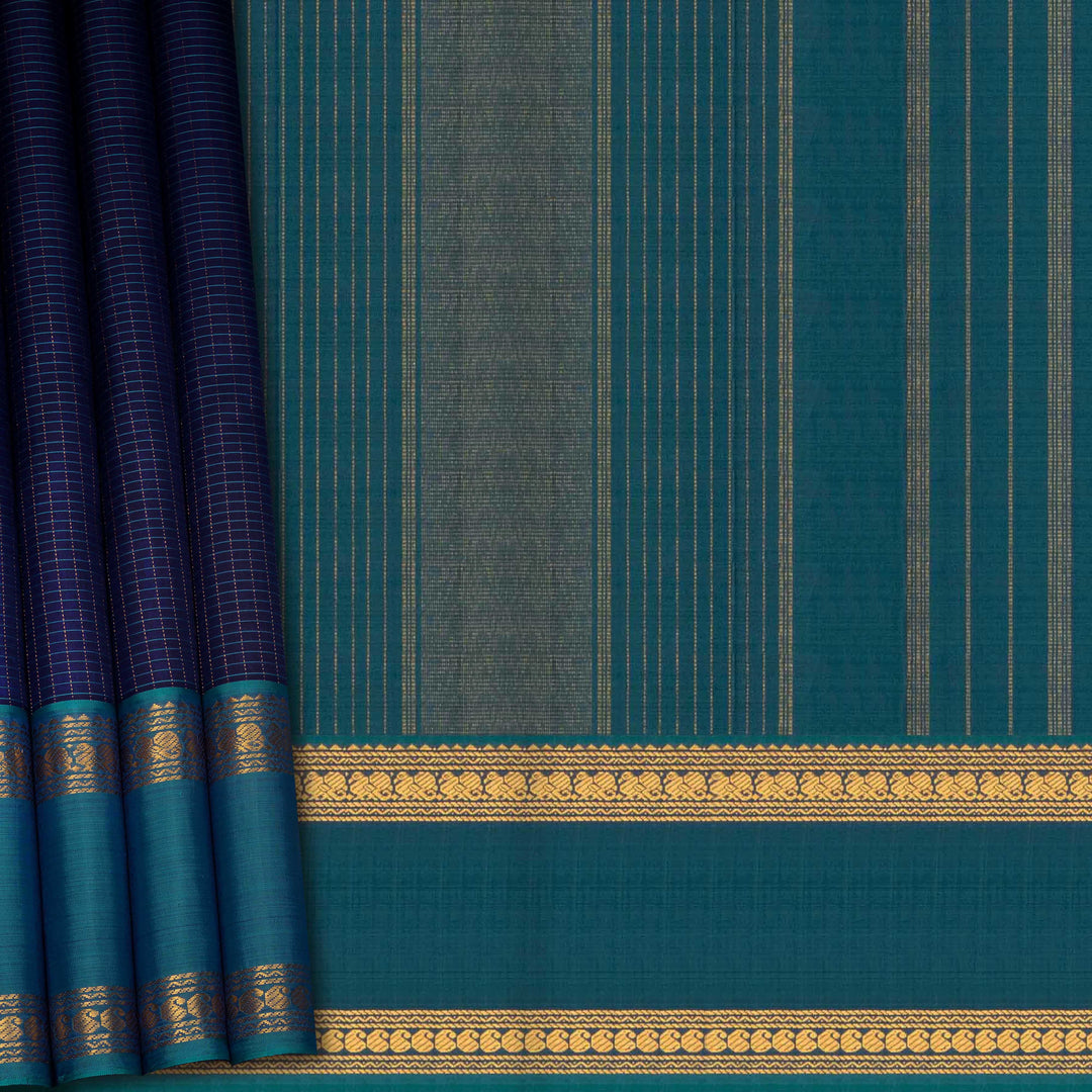 Blue fabric with gold border and stripes