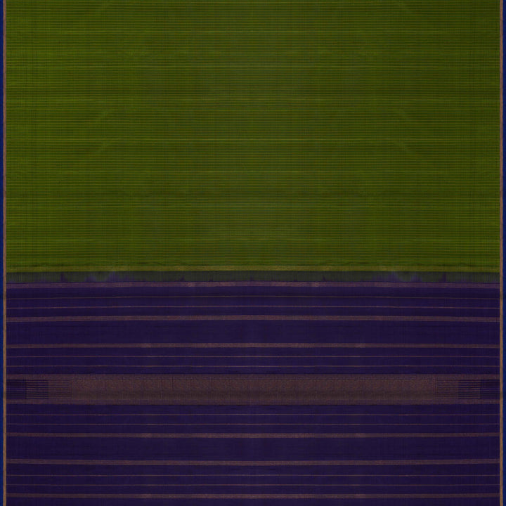 Pallu of Handwoven Green with blue Kanjivaram silk Saree