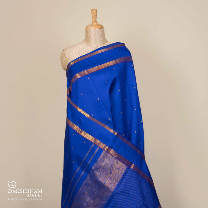 Handwoven Royal blue Kanjivaram silk Saree- 3199T015458DSC
