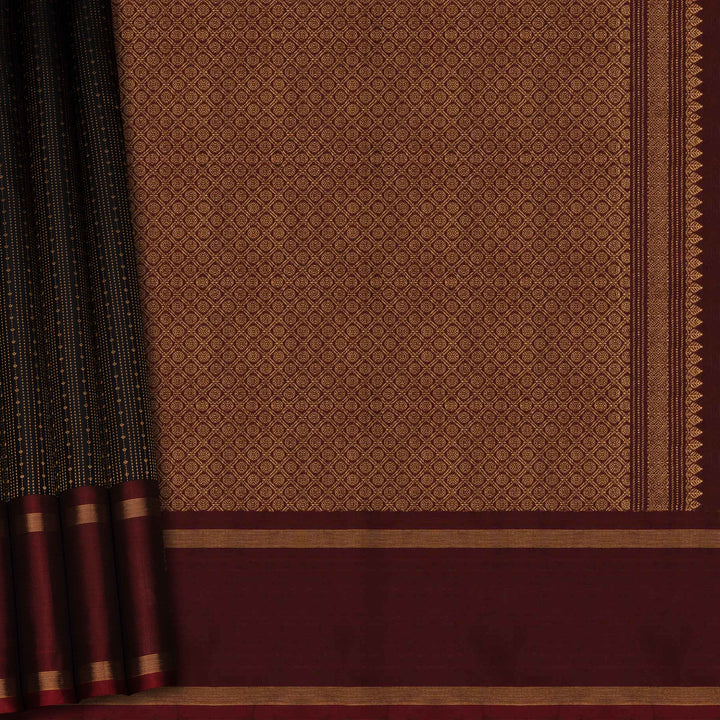 Brown fabric with geometric pattern and border