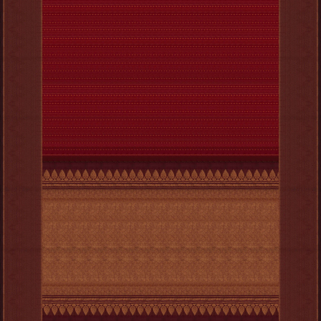 Pallu of Handwoven Red with maroon Kanjivaram silk Saree