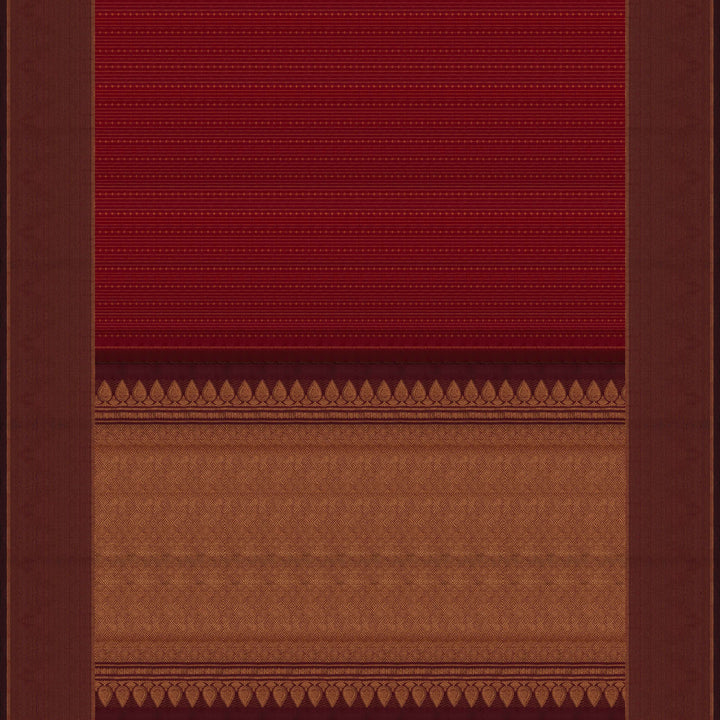 Pallu of Handwoven Red with maroon Kanjivaram silk Saree