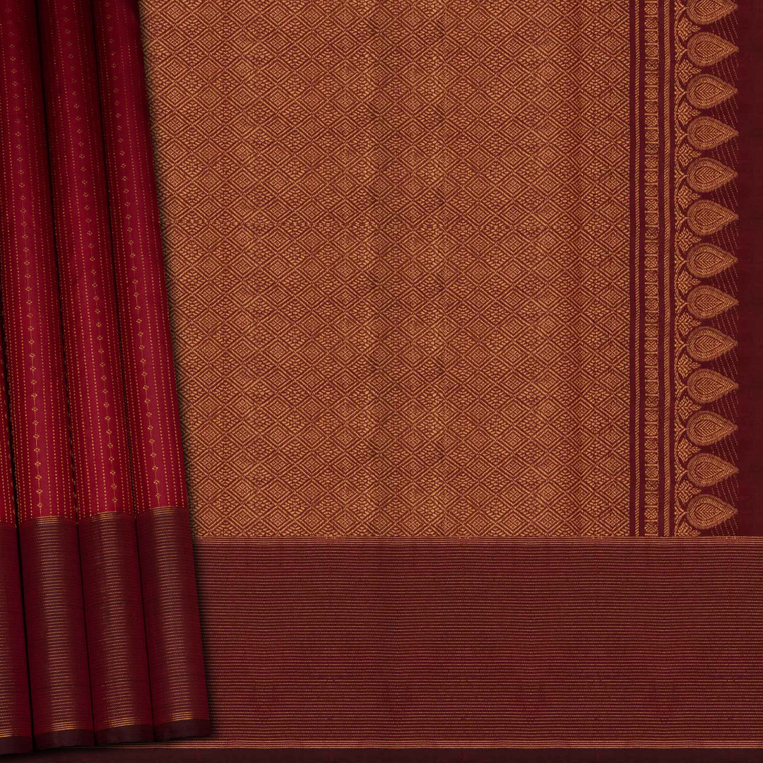 Brown fabric with a geometric pattern and red border