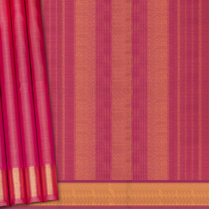 Pink and orange striped fabric with a border
