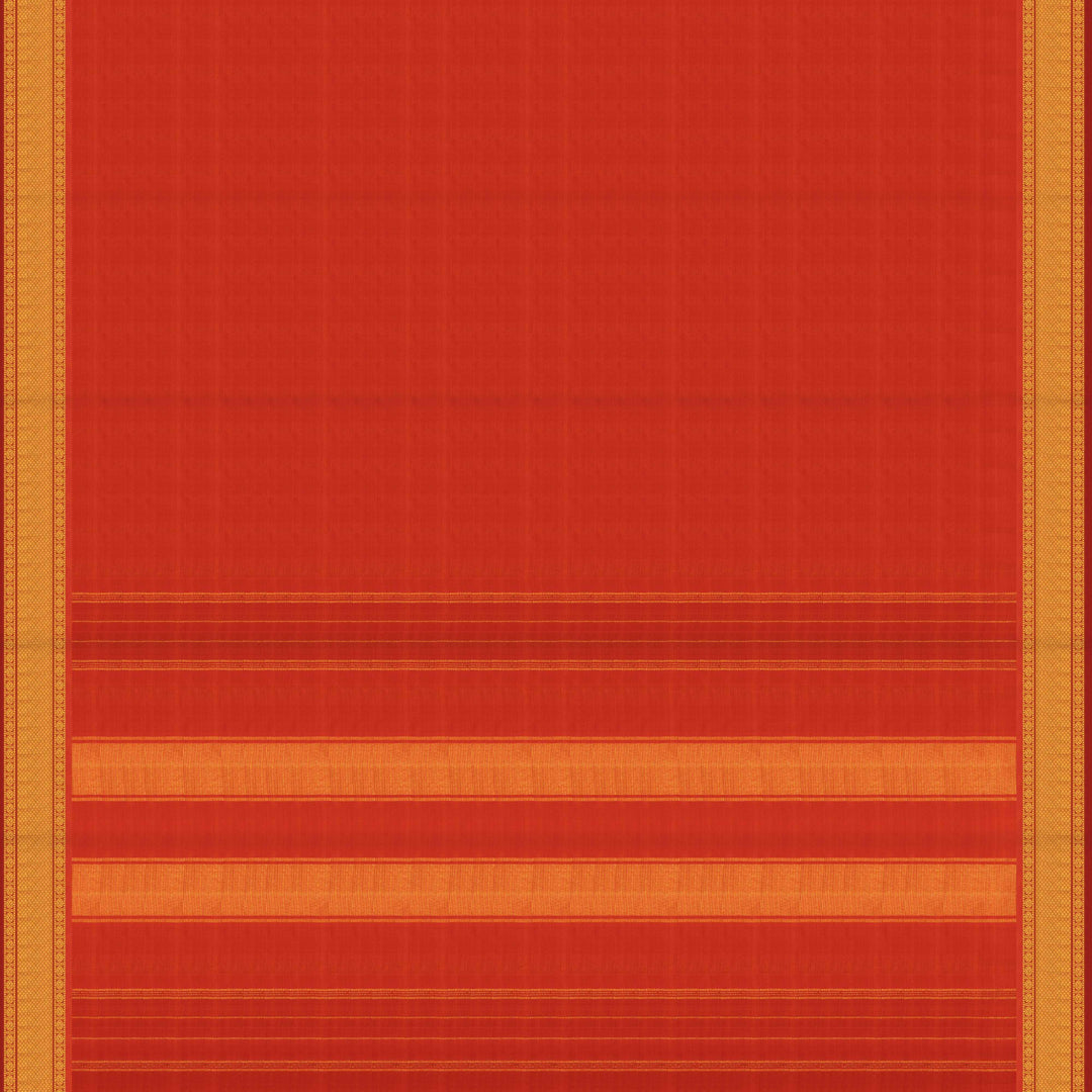 Pallu of Handwoven Orange Kanjivaram silk Saree