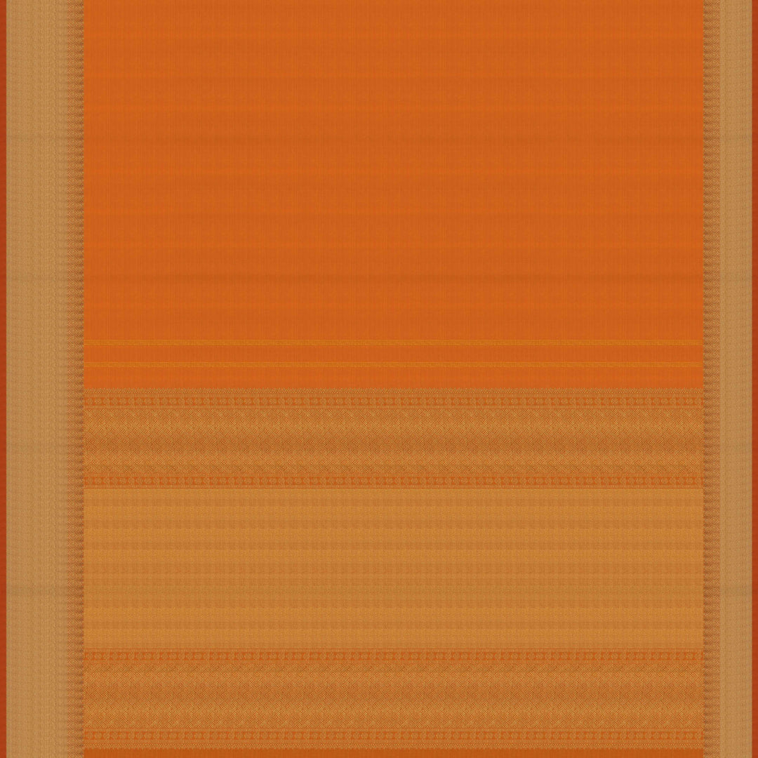 Pallu of Handwoven Orange Kanjivaram silk Saree
