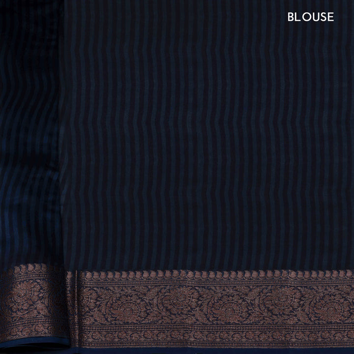 Dark blue fabric with intricate border design, labeled 'BLOUSE'.