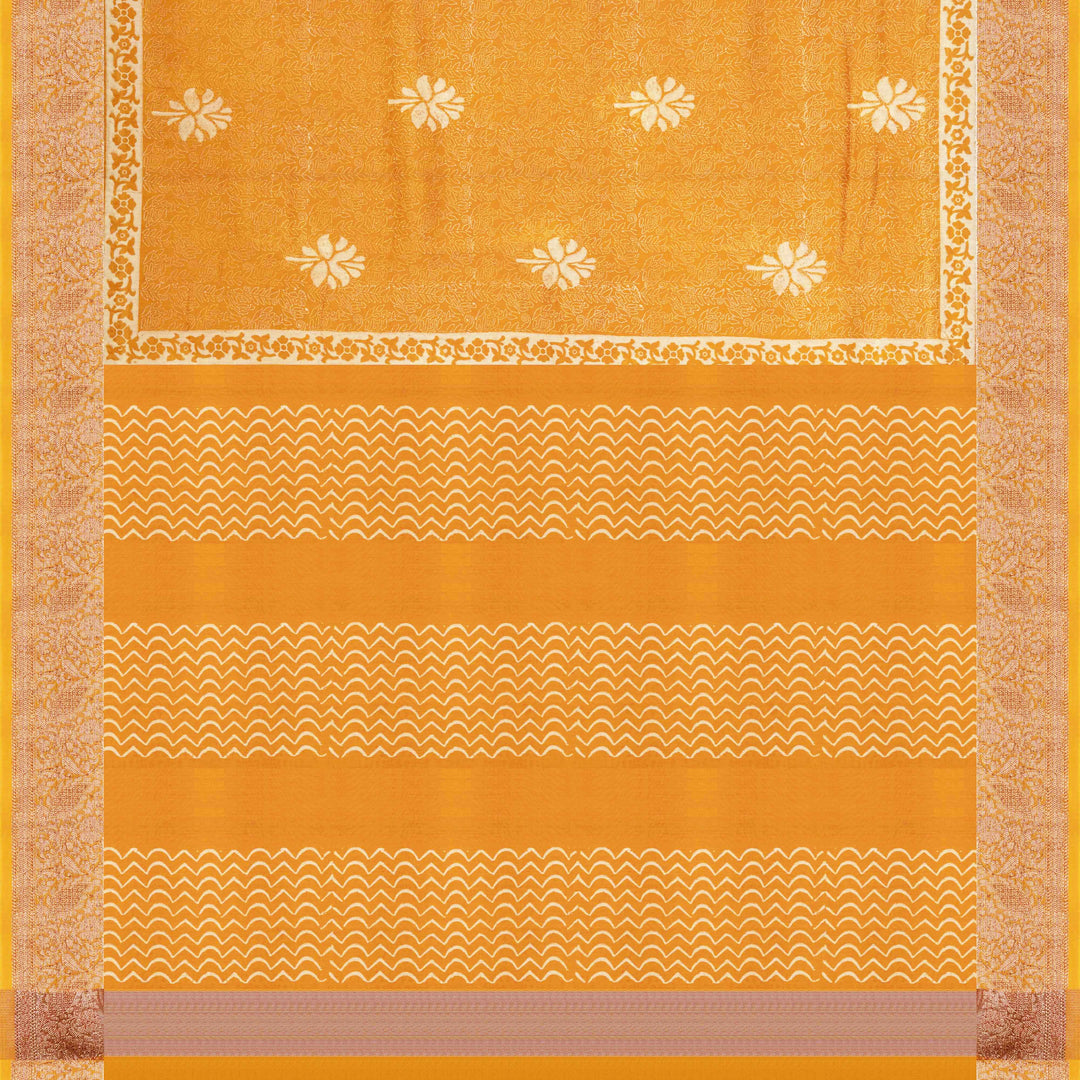 Pallu of Handwoven Mustard Chandari Saree