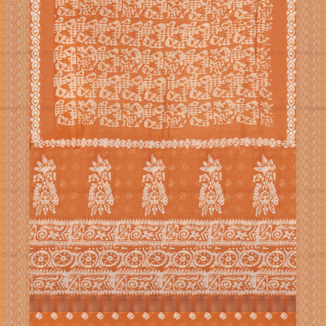Pallu of Handwoven Orange Chandari Saree