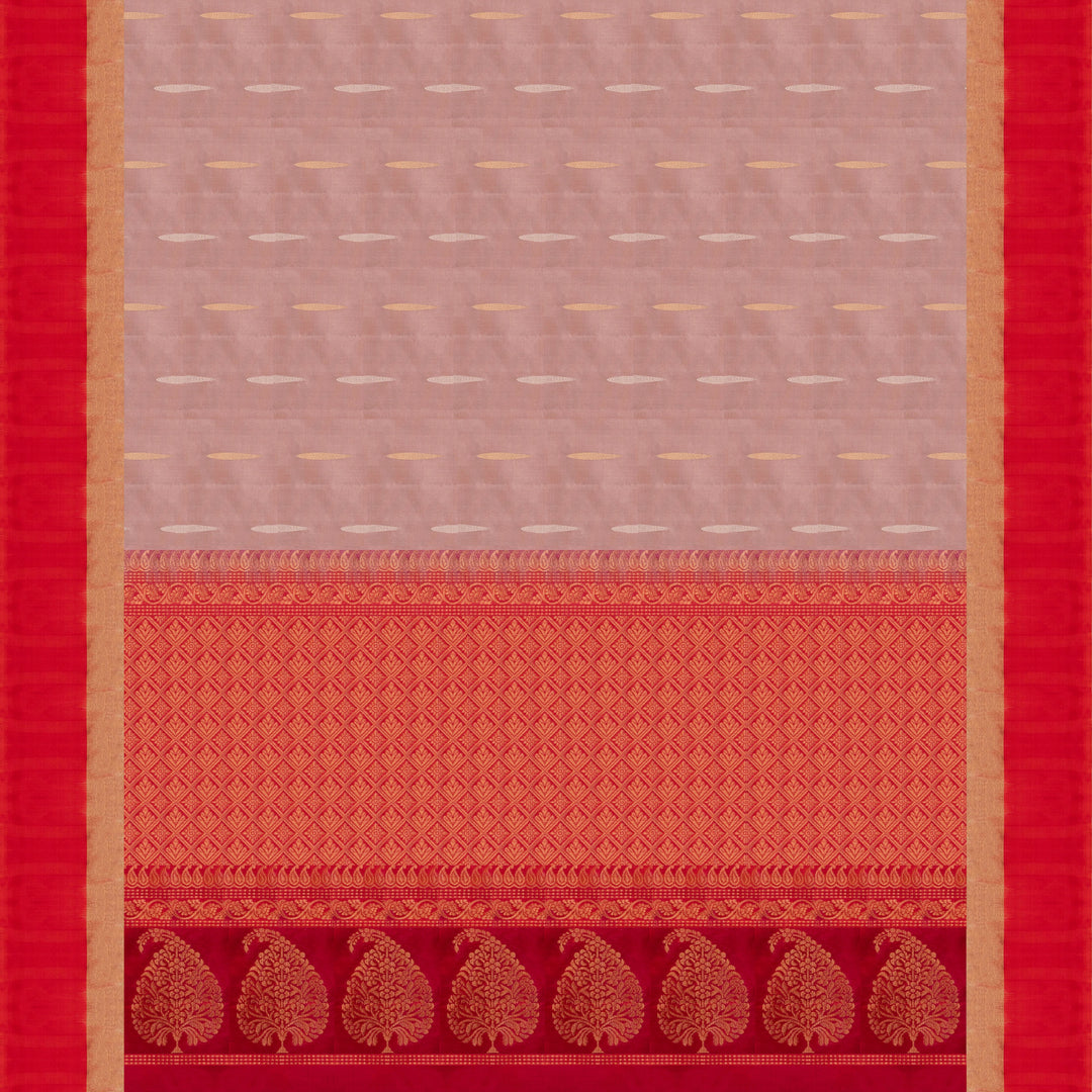 Pleats/body of Handwoven Lavender with Red color Soft silk Saree