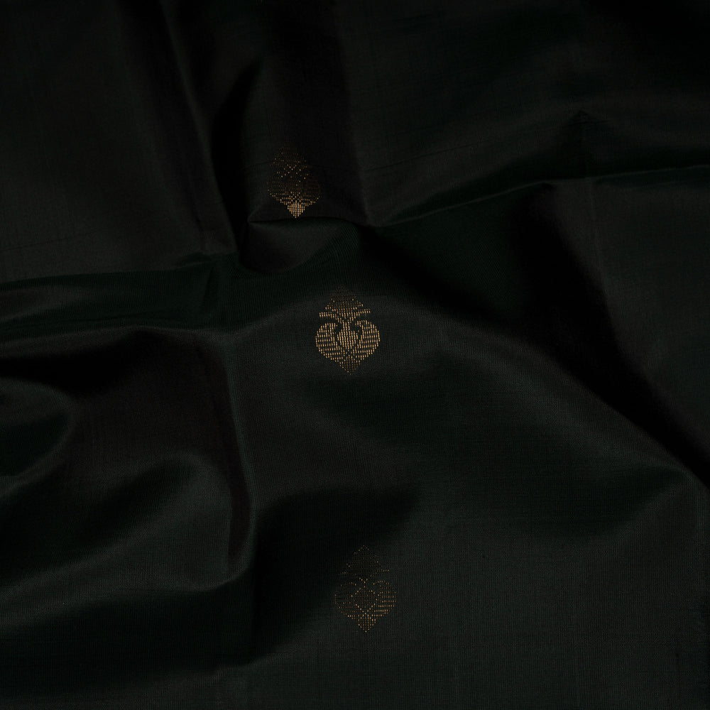 Closeup of Handwoven Black with Red color Soft silk Saree