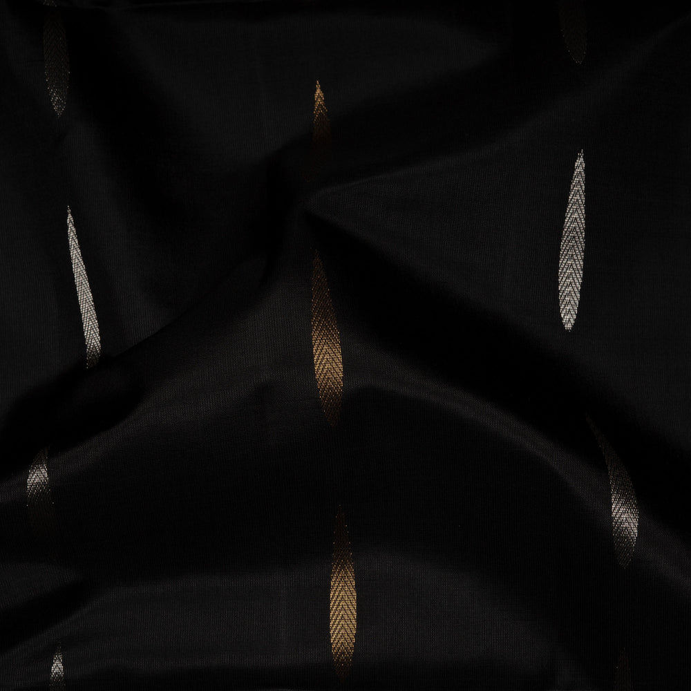 Closeup of Handwoven Black with Pink color Soft silk Saree