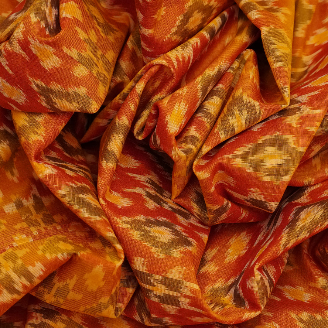 Handwoven Orange Banarasi Fabric - 19T0061268DSC