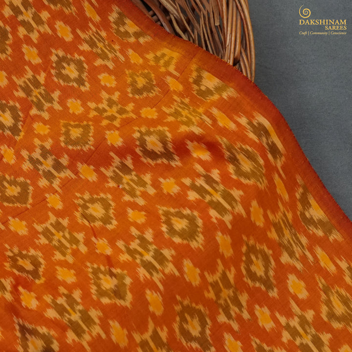 Handwoven Orange Banarasi Fabric - 19T0061268DSC