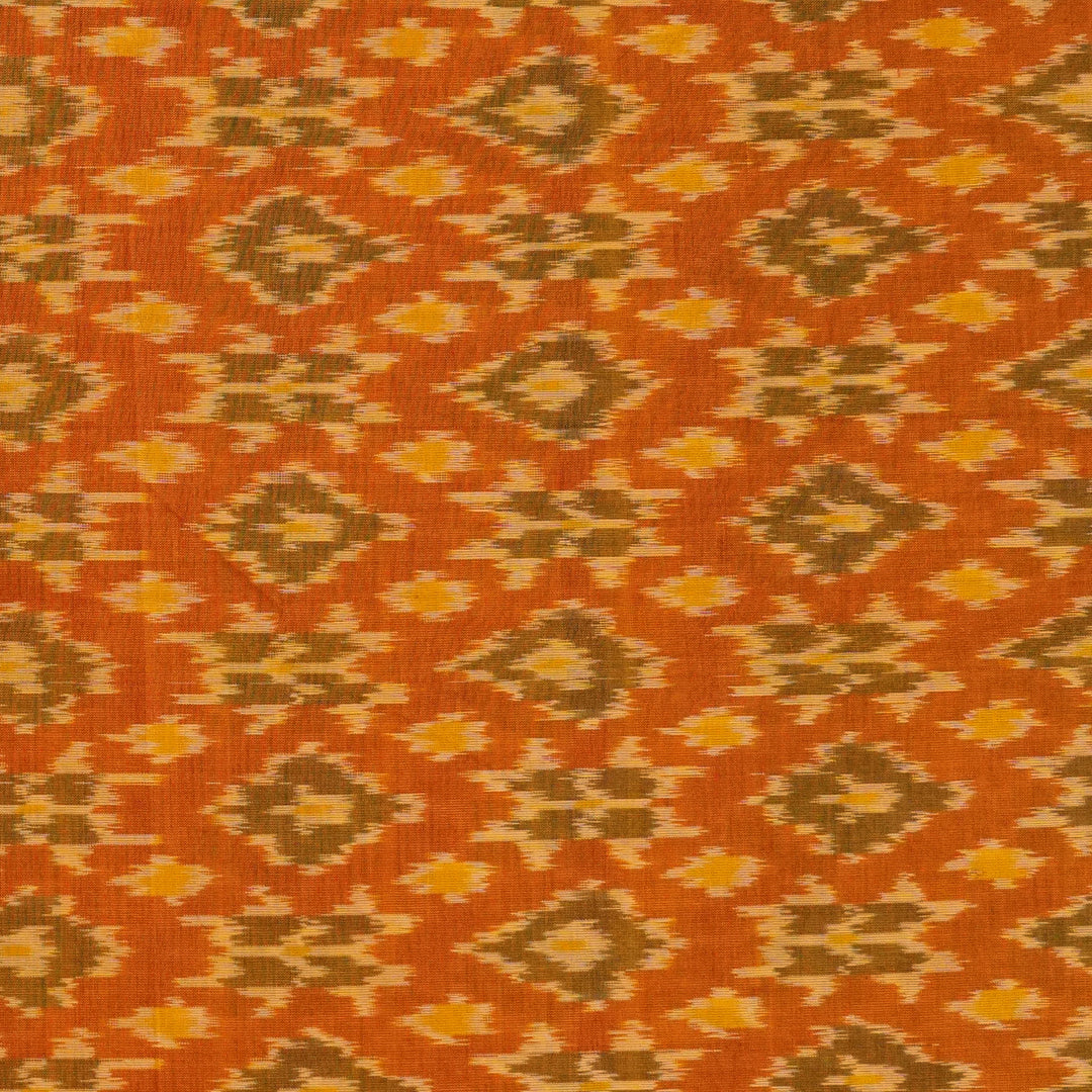 Handwoven Orange Banarasi Fabric - 19T0061268DSC