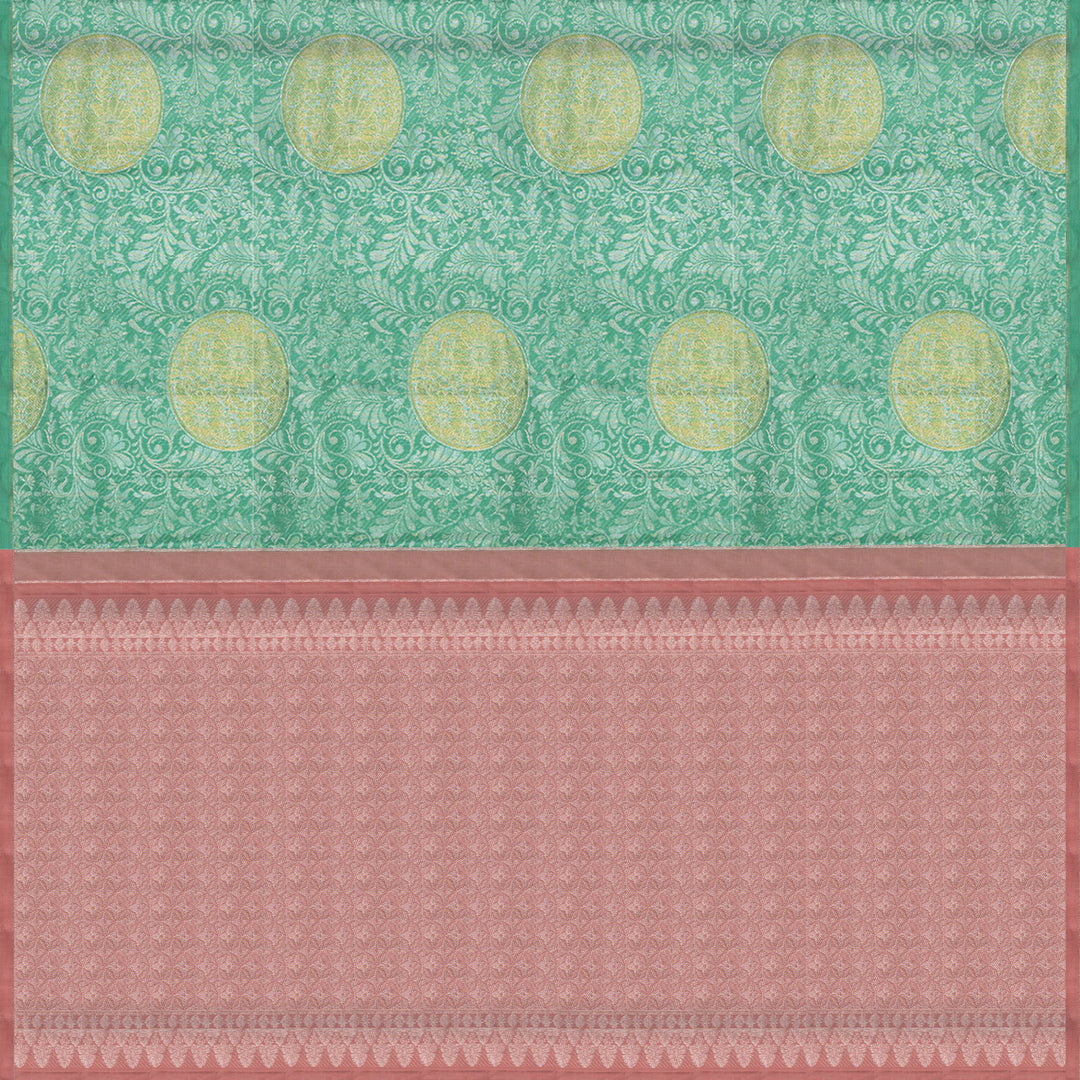 Handwoven Green with Pink Kanjivaram Silk Saree - 2545T012313DSC