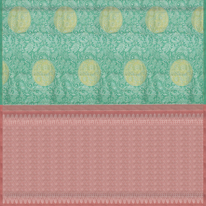 Handwoven Green with Pink Kanjivaram Silk Saree - 2545T012313DSC