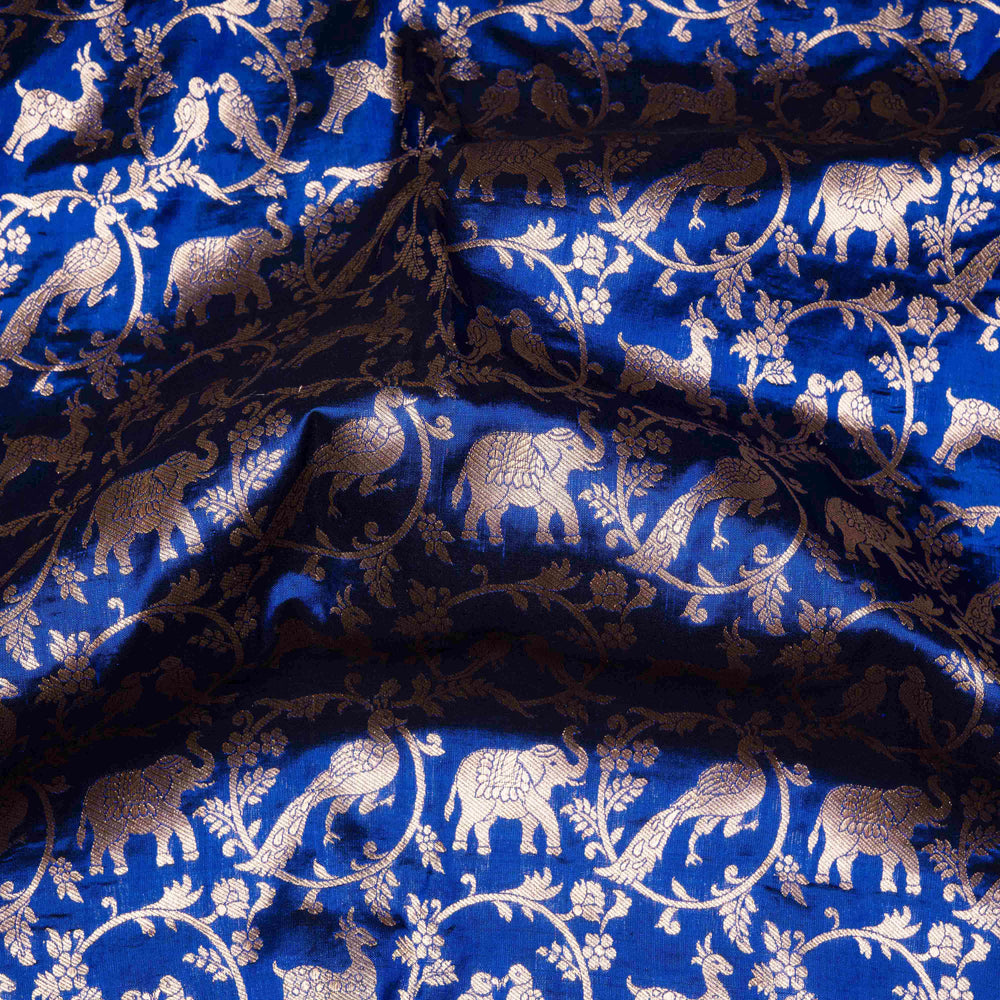 Clouseup of Handwoven Royal Blue Banarasi silk Saree