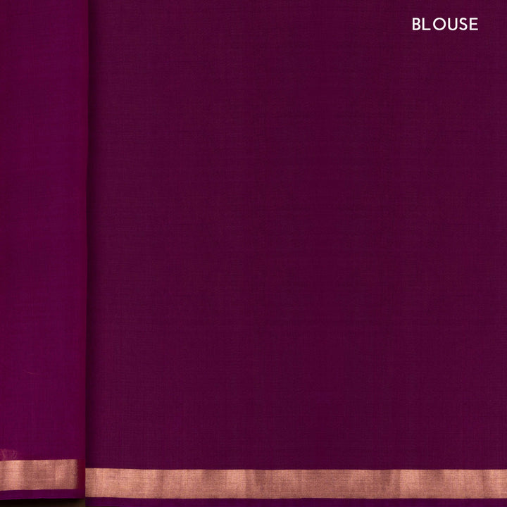 Lime Green Silk Cotton Saree with Purple Border and Gold Zari 3317T015898DSC