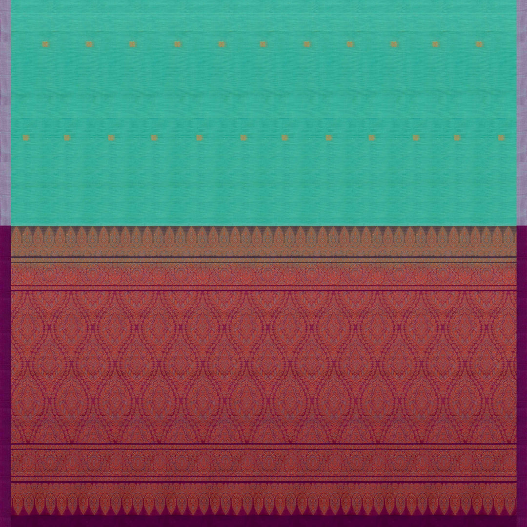 Light Blue Silk Cotton Saree with Purple Pallu and Multicolor Floral Weave 3318T015895DSC