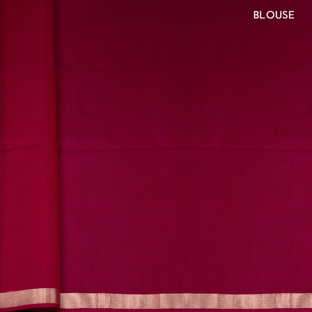 Sandal Silk Cotton Saree with Magenta Pallu and Gold Zari Border 3319T015897DSC