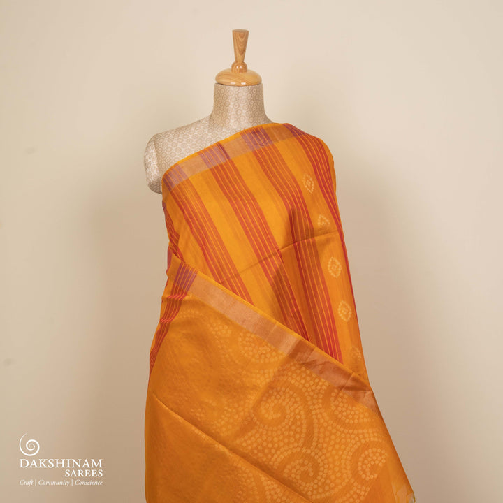 Orange Silk Cotton Saree with Orange Tissue Border and Gold Zari 3320T015903DSC