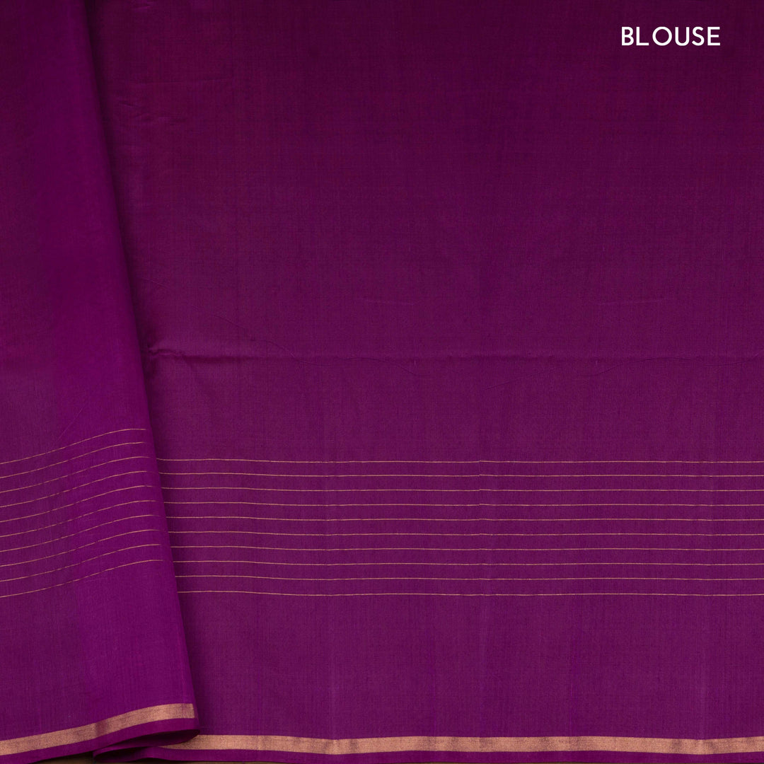 Handwoven Silk cotton saree in Teal and Magenta color- 3315T015900DSC