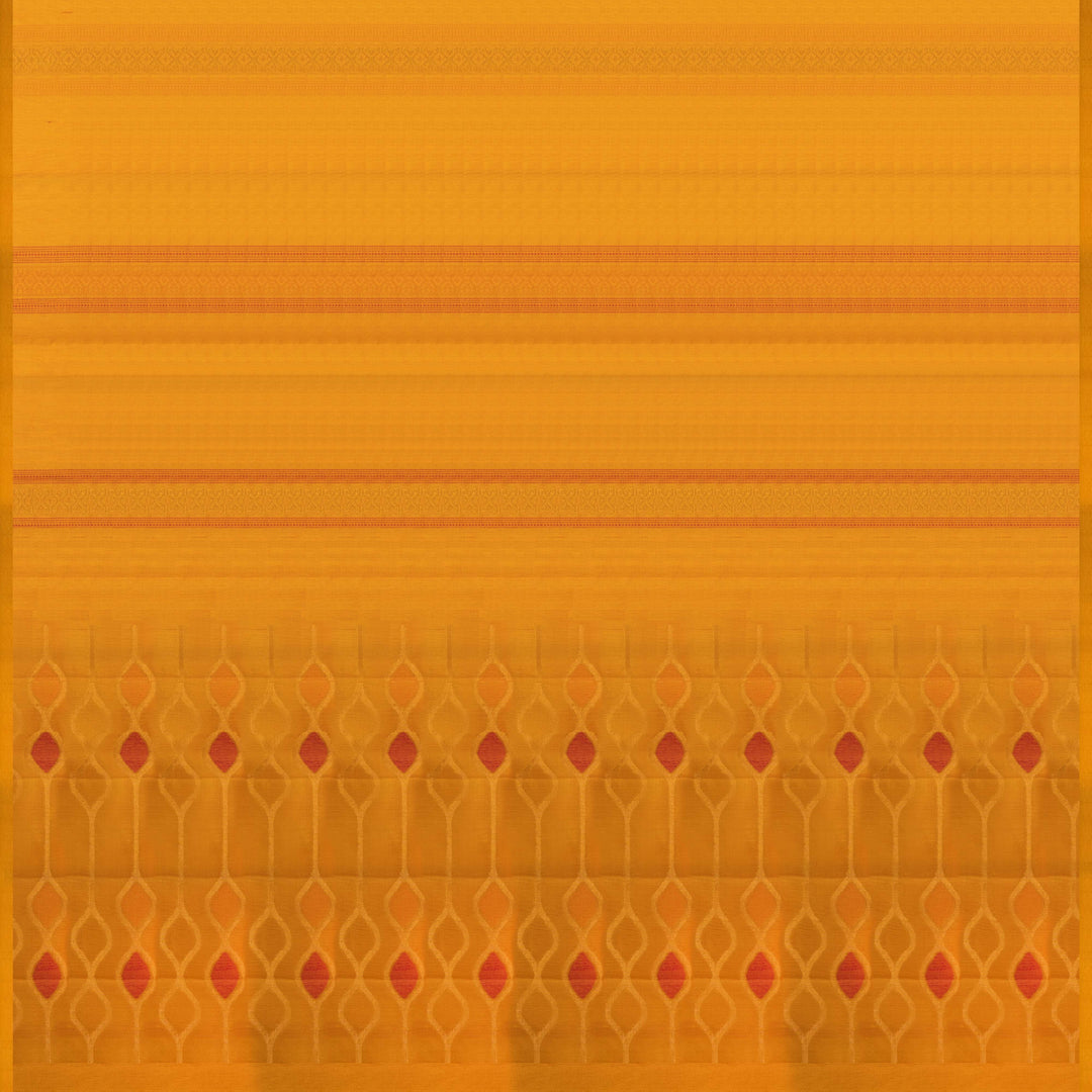 Yellow Kora soft silk saree with dotted stripe pattern and gold zari diamond band with designer pallu