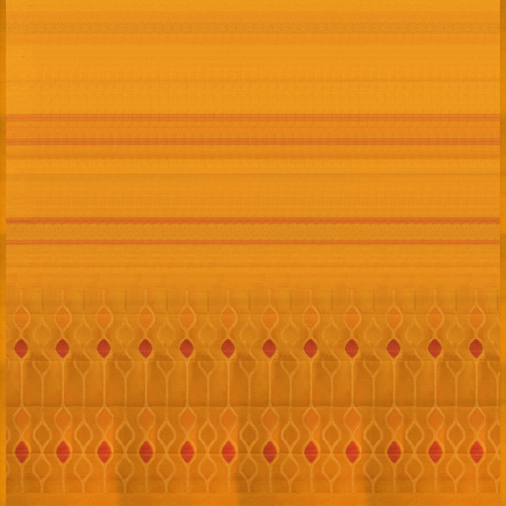 Yellow Kora soft silk saree with dotted stripe pattern and gold zari diamond band with designer pallu