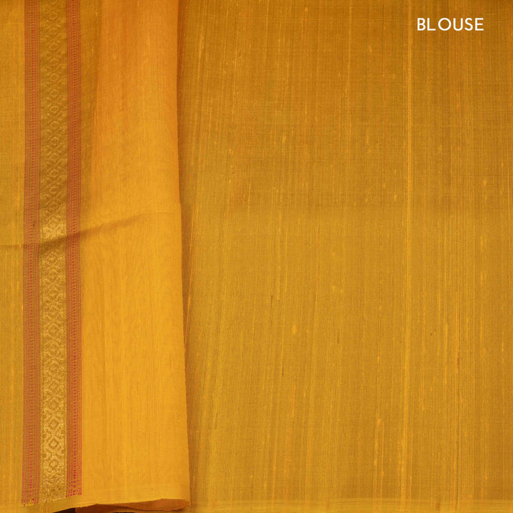 Yellow Kora soft silk saree with dotted stripe pattern and gold zari diamond band with designer pallu