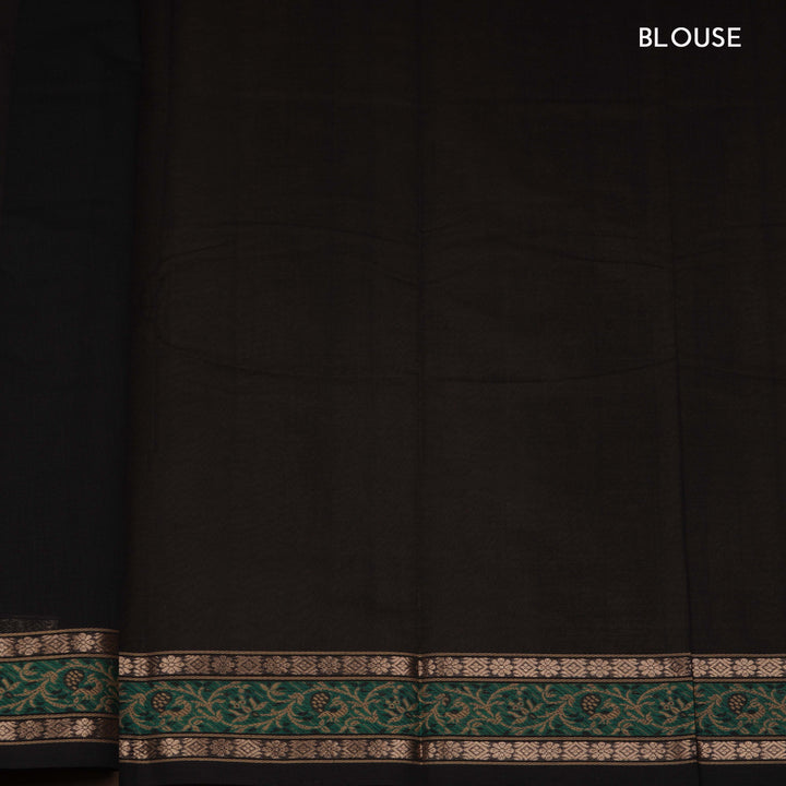 Black Kanchi Cotton Saree with Traditional Butta and Floral Border 3344T015919DSC