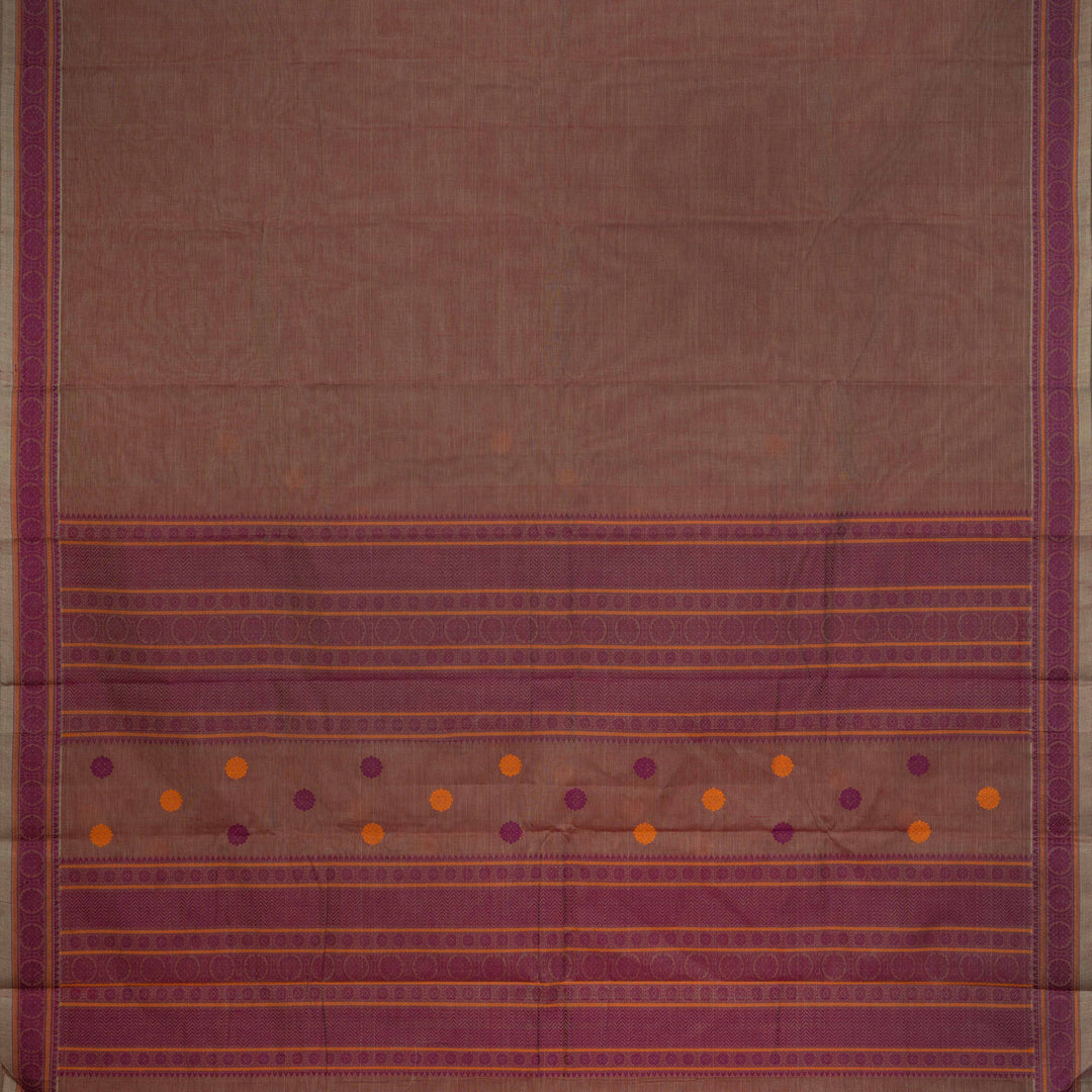 Peach Kanchi Cotton Saree with Temple and Chakram Border 3345T015939DSC
