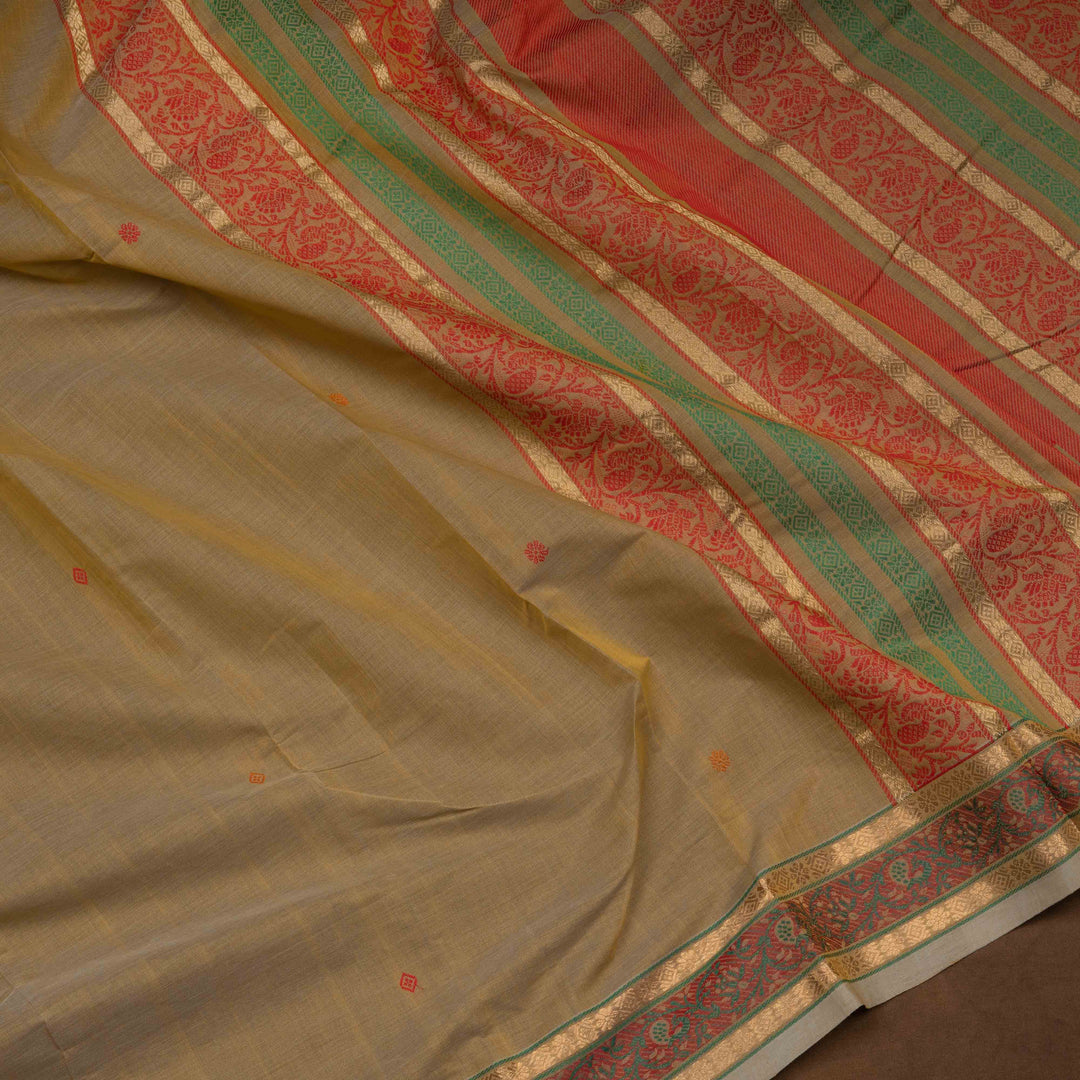 Light Green Kanchi Cotton Saree with Traditional Butta Border 3346T015920DSC