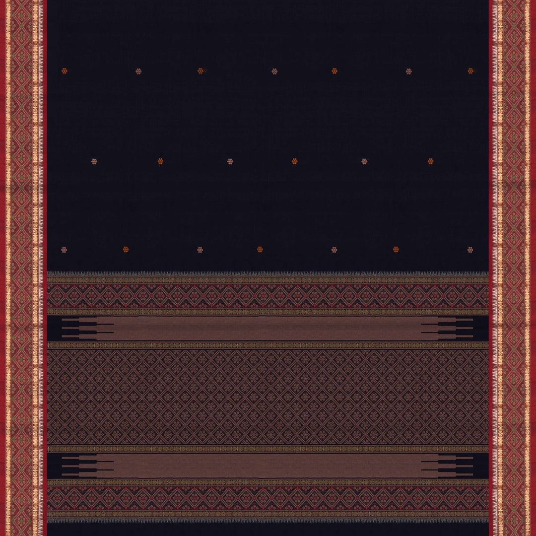 Blue Kanchi Cotton Saree with Red Temple Border 3347T015927DSC