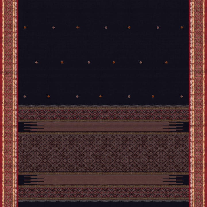 Blue Kanchi Cotton Saree with Red Temple Border 3347T015927DSC