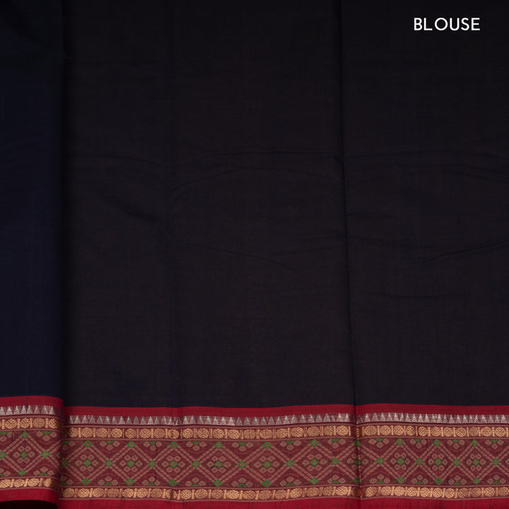 Blue Kanchi Cotton Saree with Red Temple Border 3347T015927DSC