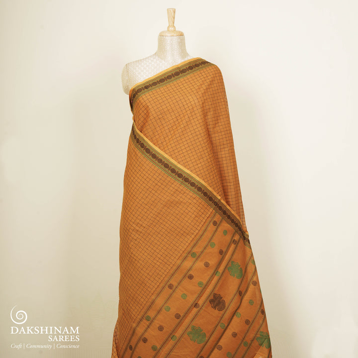 Mustard Kanchi Cotton Saree with Traditional Motifs 3348T015924DSC