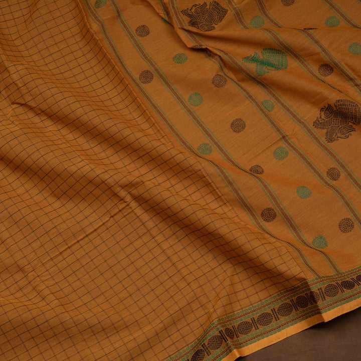 Mustard Kanchi Cotton Saree with Traditional Motifs 3348T015924DSC