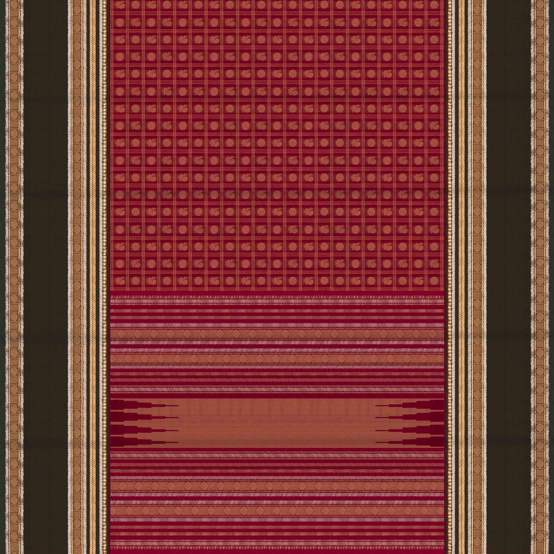 Magenta Kanchi Cotton Saree with Mayil & Rudraksh Motifs 3349T015922DSC