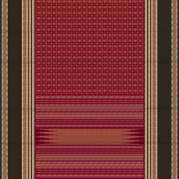 Magenta Kanchi Cotton Saree with Mayil & Rudraksh Motifs 3349T015922DSC