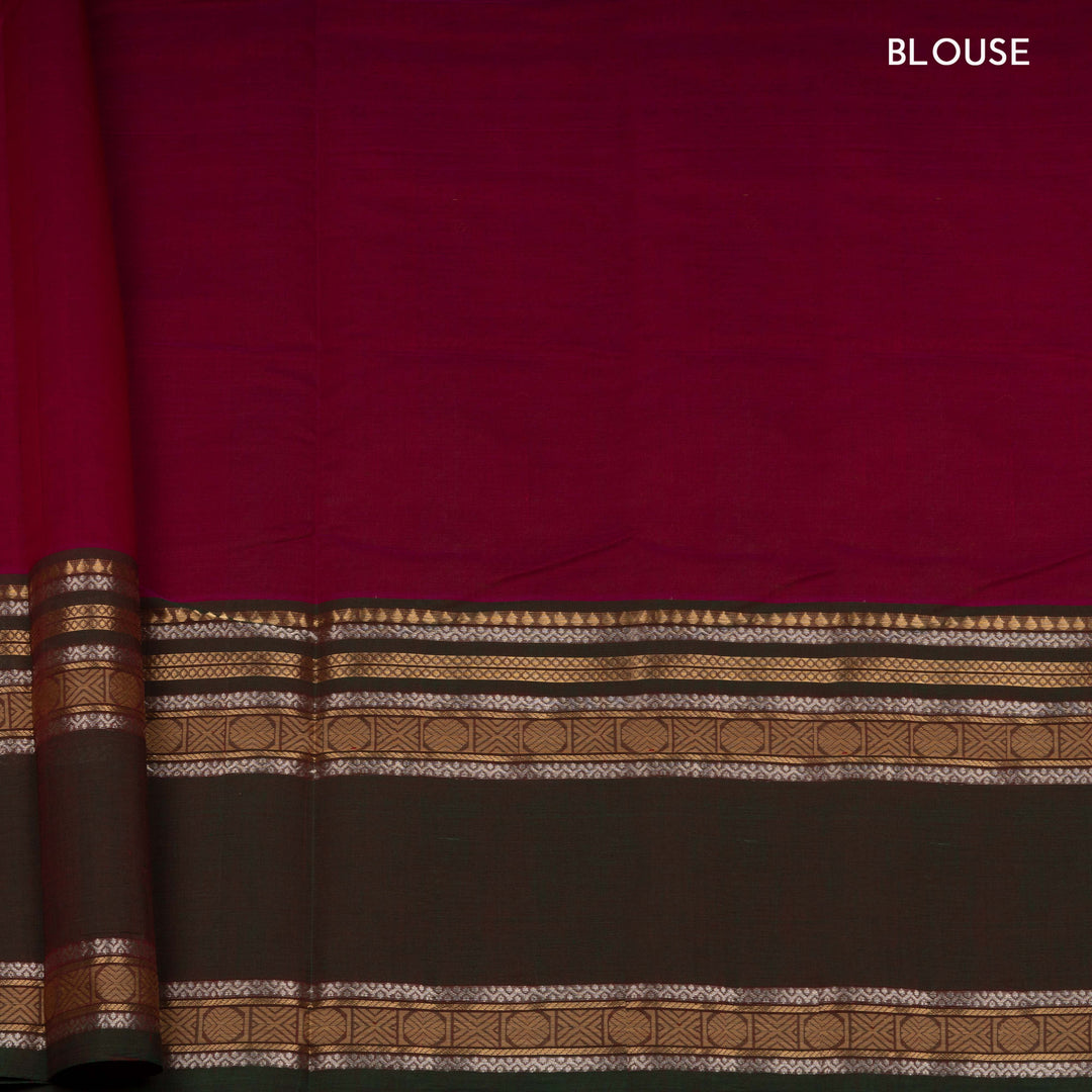 Magenta Kanchi Cotton Saree with Mayil & Rudraksh Motifs 3349T015922DSC