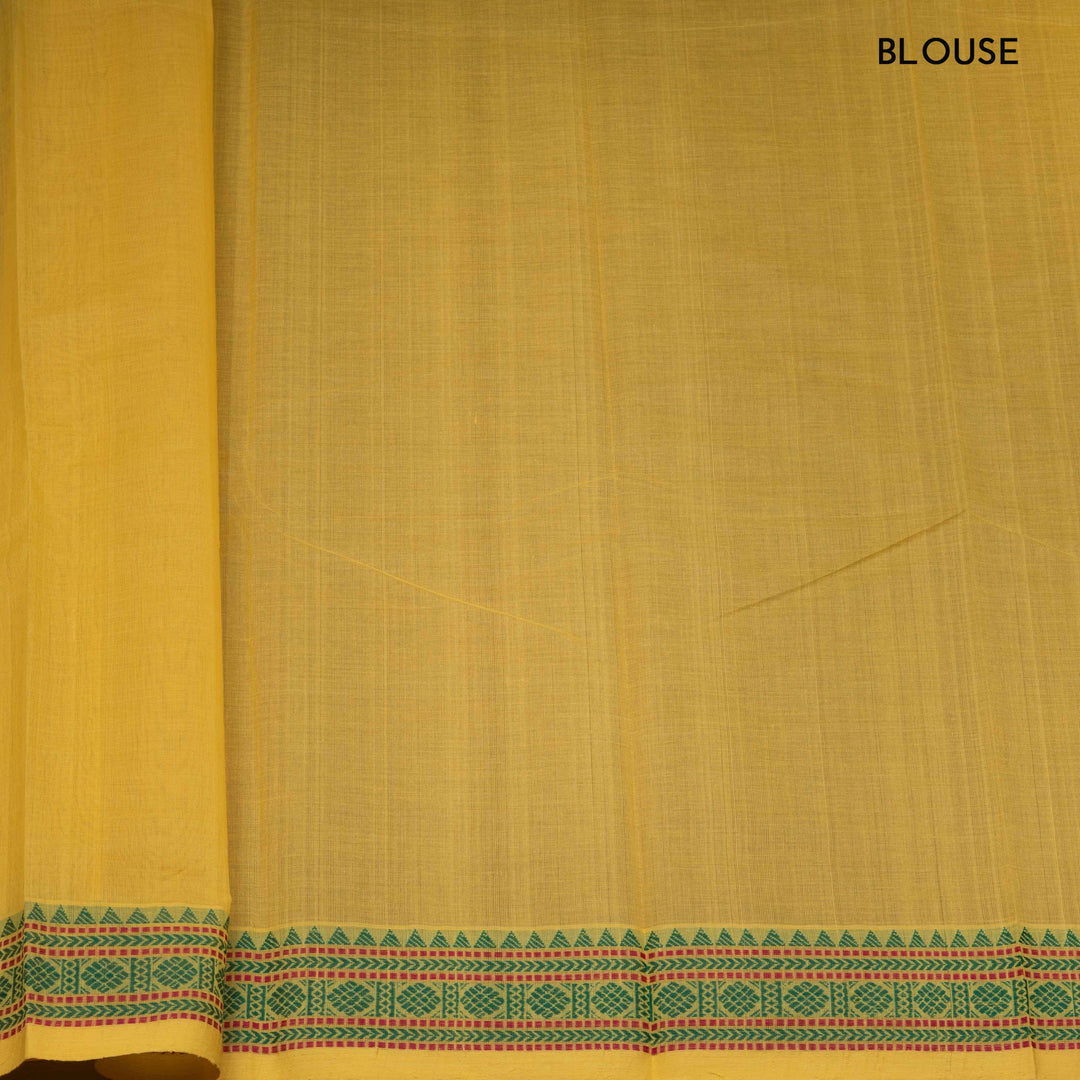 Light Yellow Original Handloom Kanchi Cotton Saree with Temple Border 3351T015930DSC