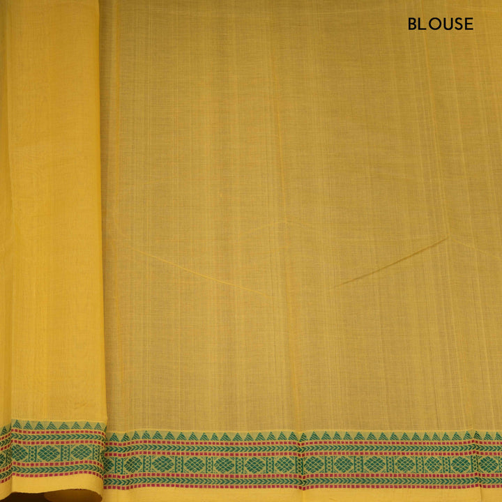 Light Yellow Original Handloom Kanchi Cotton Saree with Temple Border 3351T015930DSC