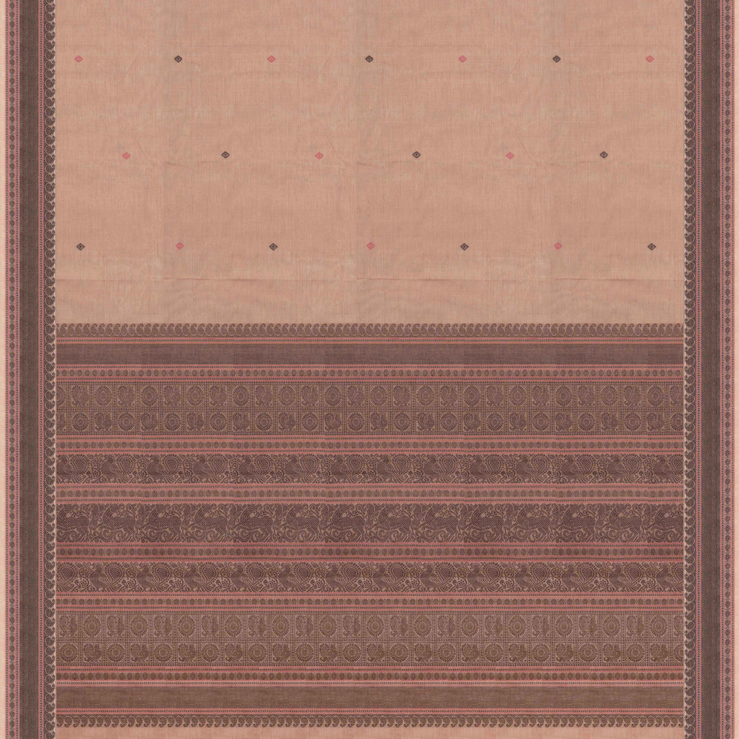 Beige Original Handloom Kanchi Cotton Saree with Traditional Border 3352T015932DSC