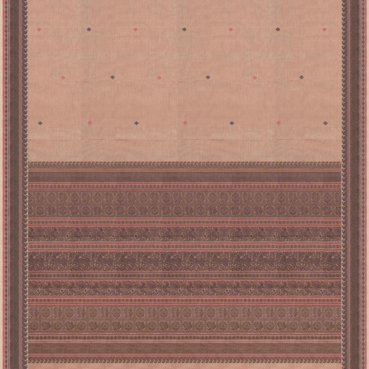 Beige Original Handloom Kanchi Cotton Saree with Traditional Border 3352T015932DSC